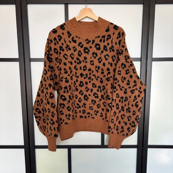 Old Navy Sweater Women Size XL Leopard-Print Mock-Neck Ribbed Hem Preppy NWT - Picture 7 of 12